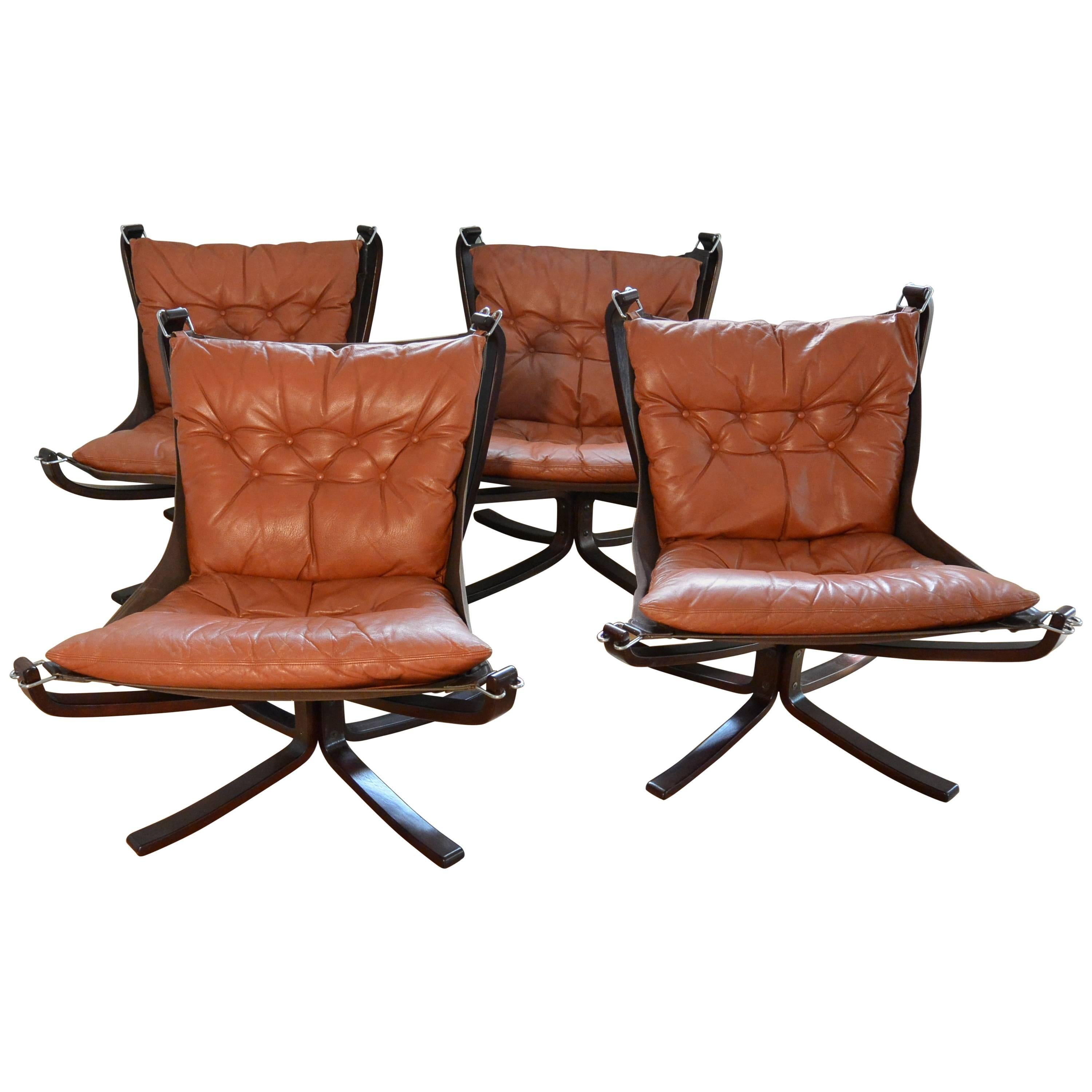 Cognac Falcon Chair Set of Four Vatne Mobler Norway