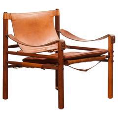 1960's Saddle Leather 'Sirocco' Safari Chair by Arne Norell.