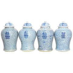 Set of Four Chinese Blue and White Ginger Jar Vases 11