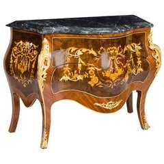 Louis XV Marble Topped Marquetry Commode Chest 20th Century 8