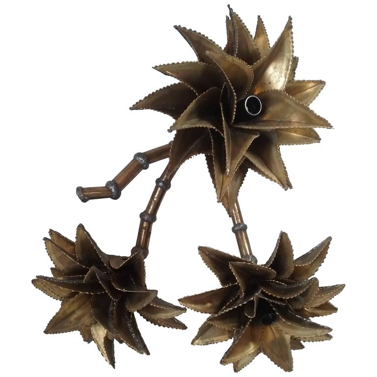 Maison Jansen Original Palm Tree Wall Lamp 1960s French Authentic Decor