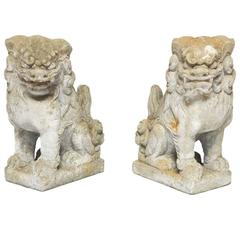 Pair of Chinese Stone Guardian Foo Lions
