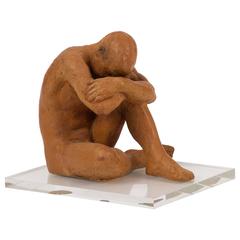 French 1940s Terracotta Sculpture of a Nude Man