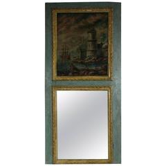 18th Century French Trumeau Mirror with a Painting
