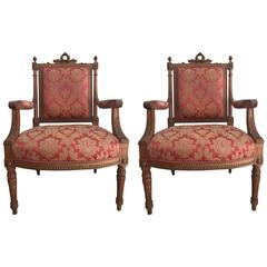 Two Early 20th Century Italian Fauteuil Armchairs