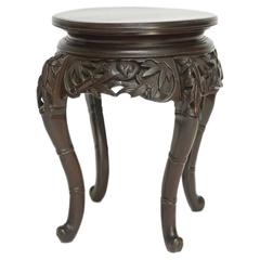 Japanese Faux Bamboo Carved Stool or Drinks Table