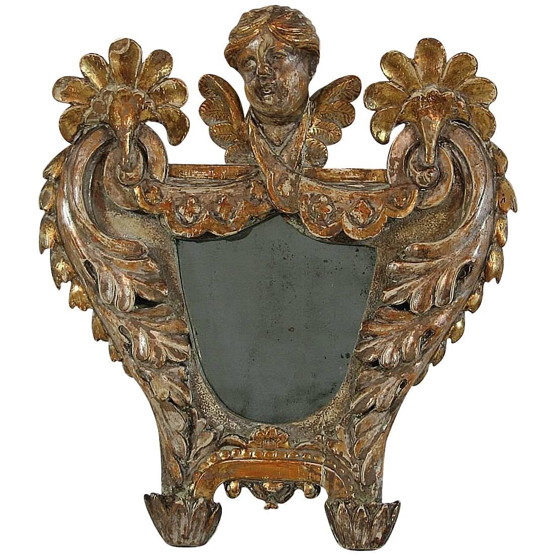 18th Century Italian Baroque Mirror with an Angel