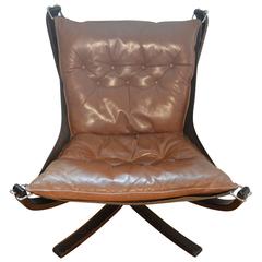 Vintage Brown Falcon Chair Norwegian Design