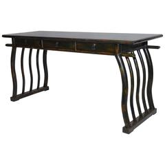 Chinese Lacquered Desk with Serpentine Legs 1