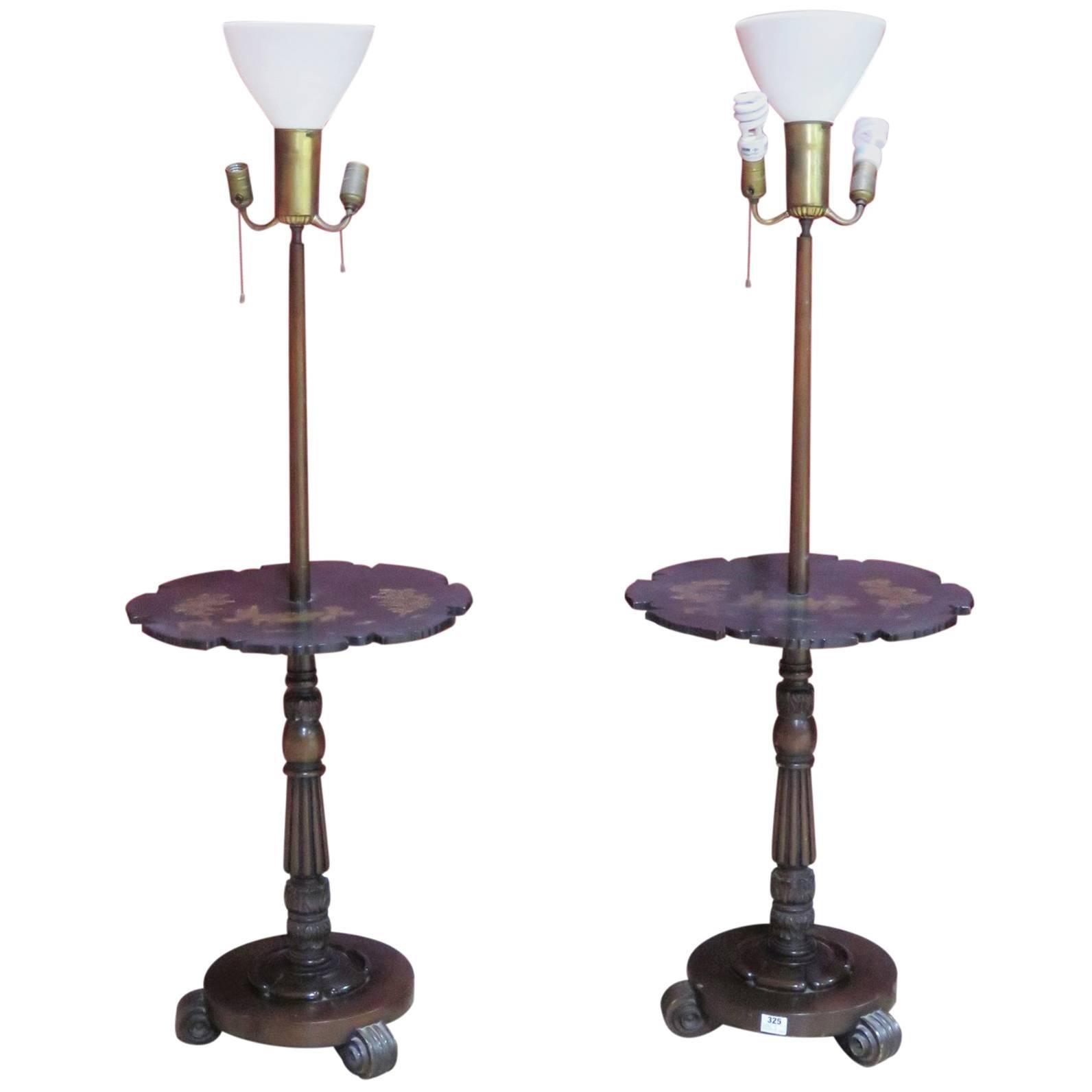 Pair of Chinoiserie Paint Decorated Floor Lamps