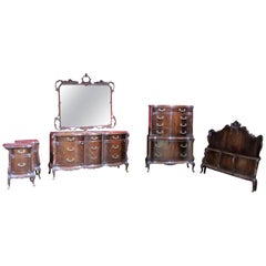 Six Pieces Louis XV Style Mahogany Bedroom Set