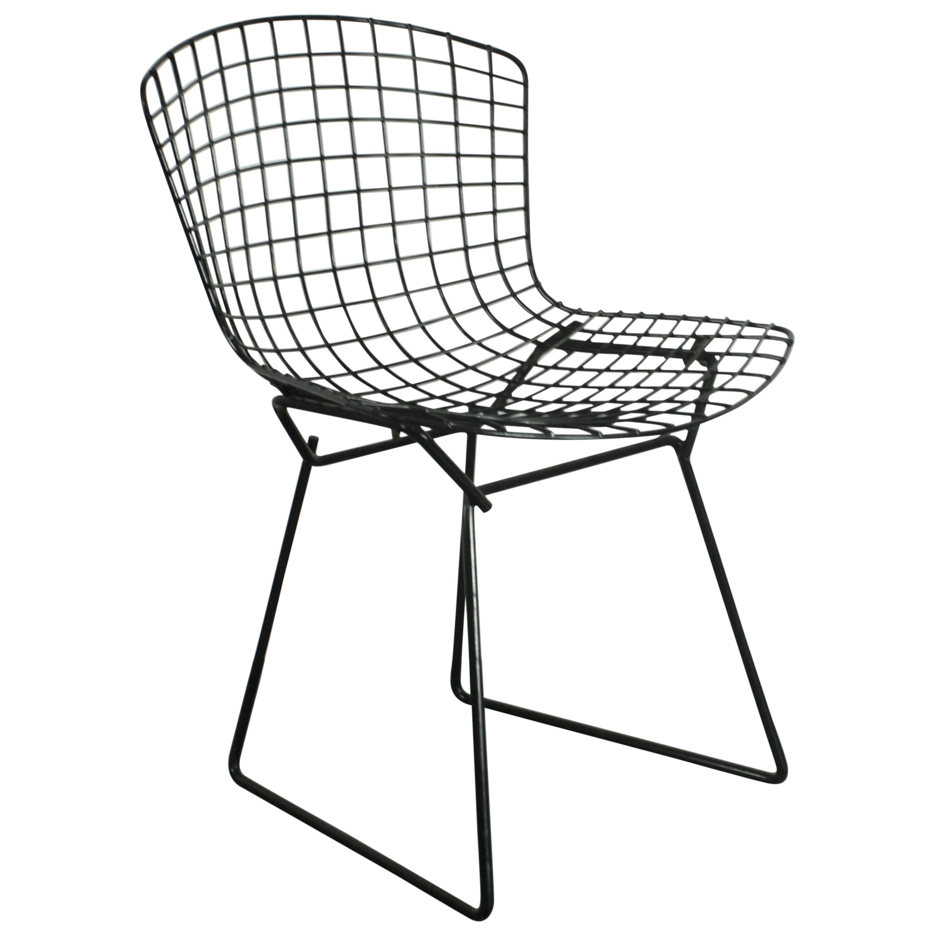 Vintage Mid-Century Black Powder Coated Harry Bertoia for Knoll Side Chair For Sale