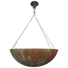 Vintage Belgian Patinated Metal Pendent Chandelier by Bruno Van Roey 3