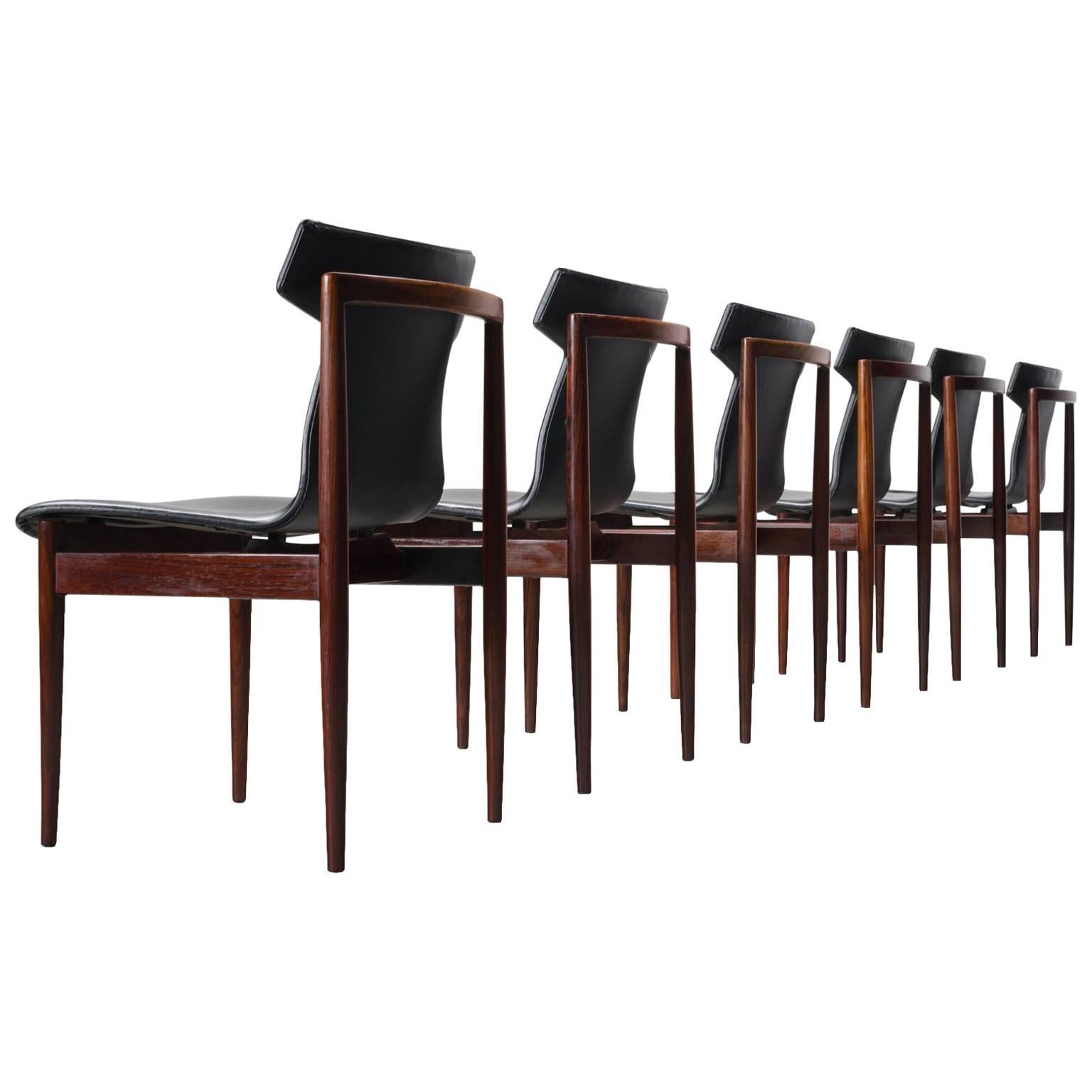 Klingenberg Set of Six Rosewood Dining Chairs for Fristho