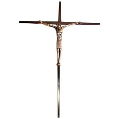 1960s Black Burnished Bronze and Brass Christ