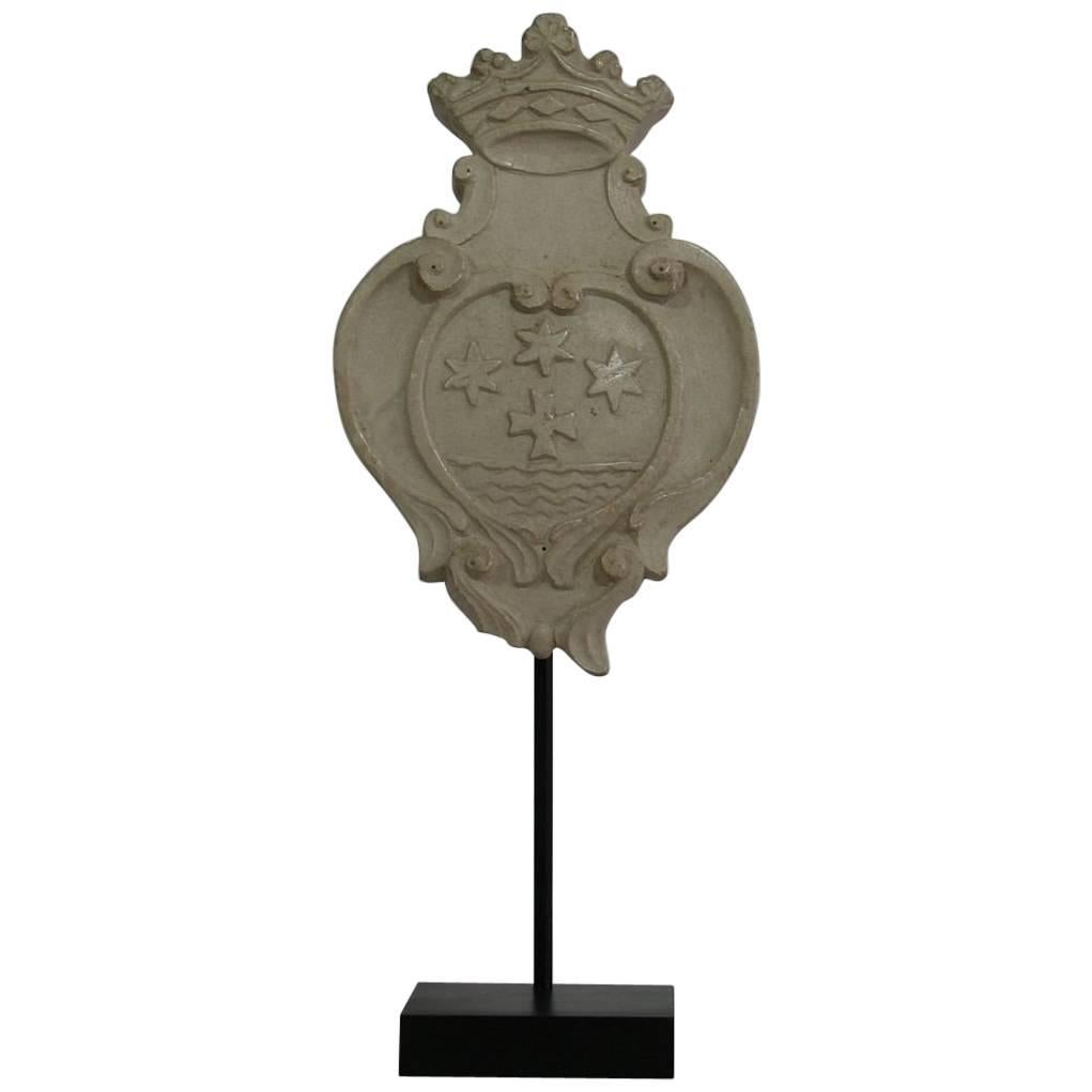 18th Century Italian White Marble Coat of Arms