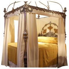 Woven Yellow Silk Damask Bed Cover