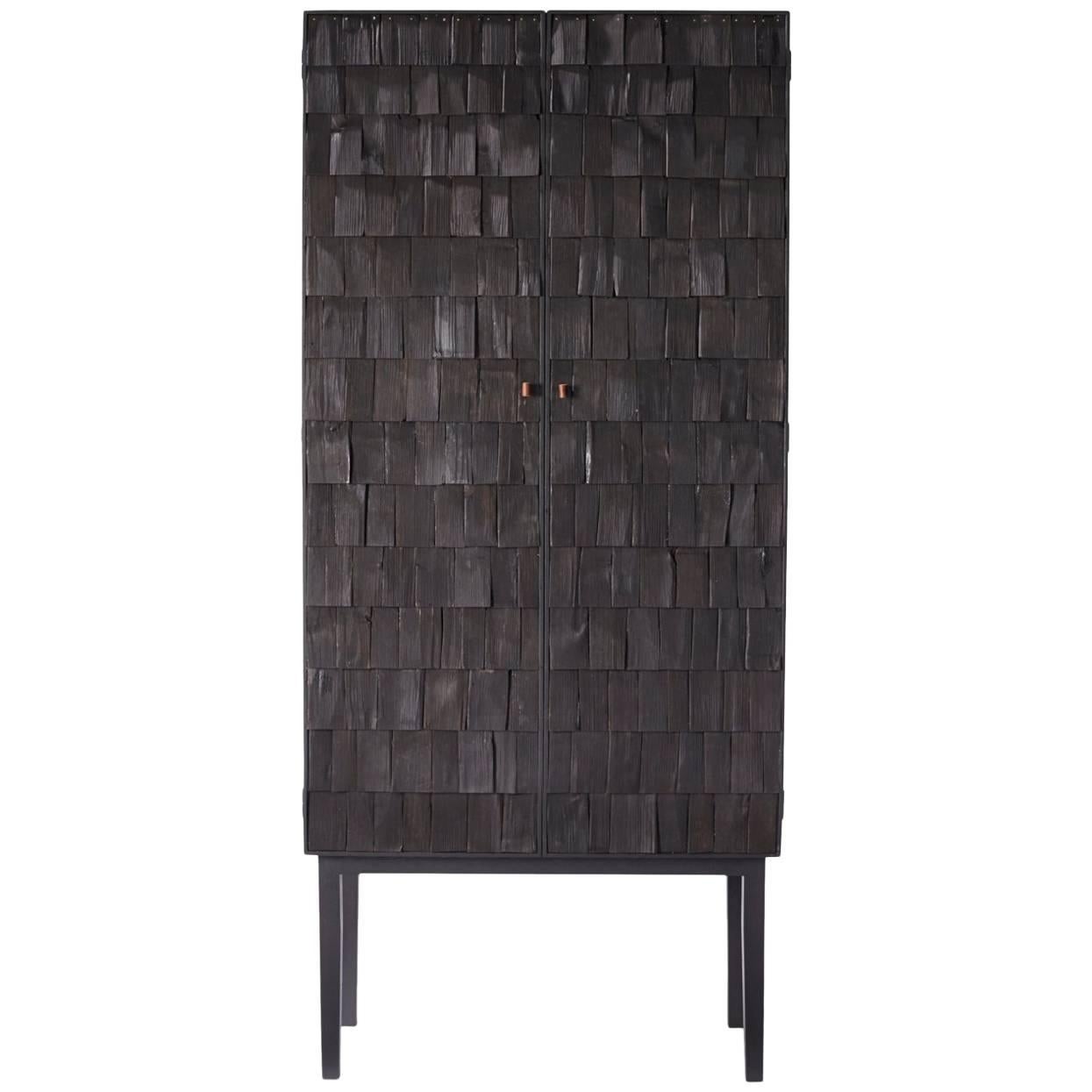 Handmade Scorched Shake Cabinet in Ash Wood by Sebastian Cox Benchmark Furniture For Sale