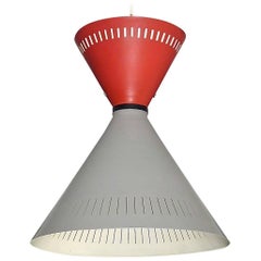 Grande lampe à suspension et applique Stilnovo Arteluce de style Lumi, gris, rouge et noir, années 1950