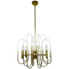 Brass Chandelier by Gaetano Sciolari for Sciolari Lighting, Italy, 1960s 6
