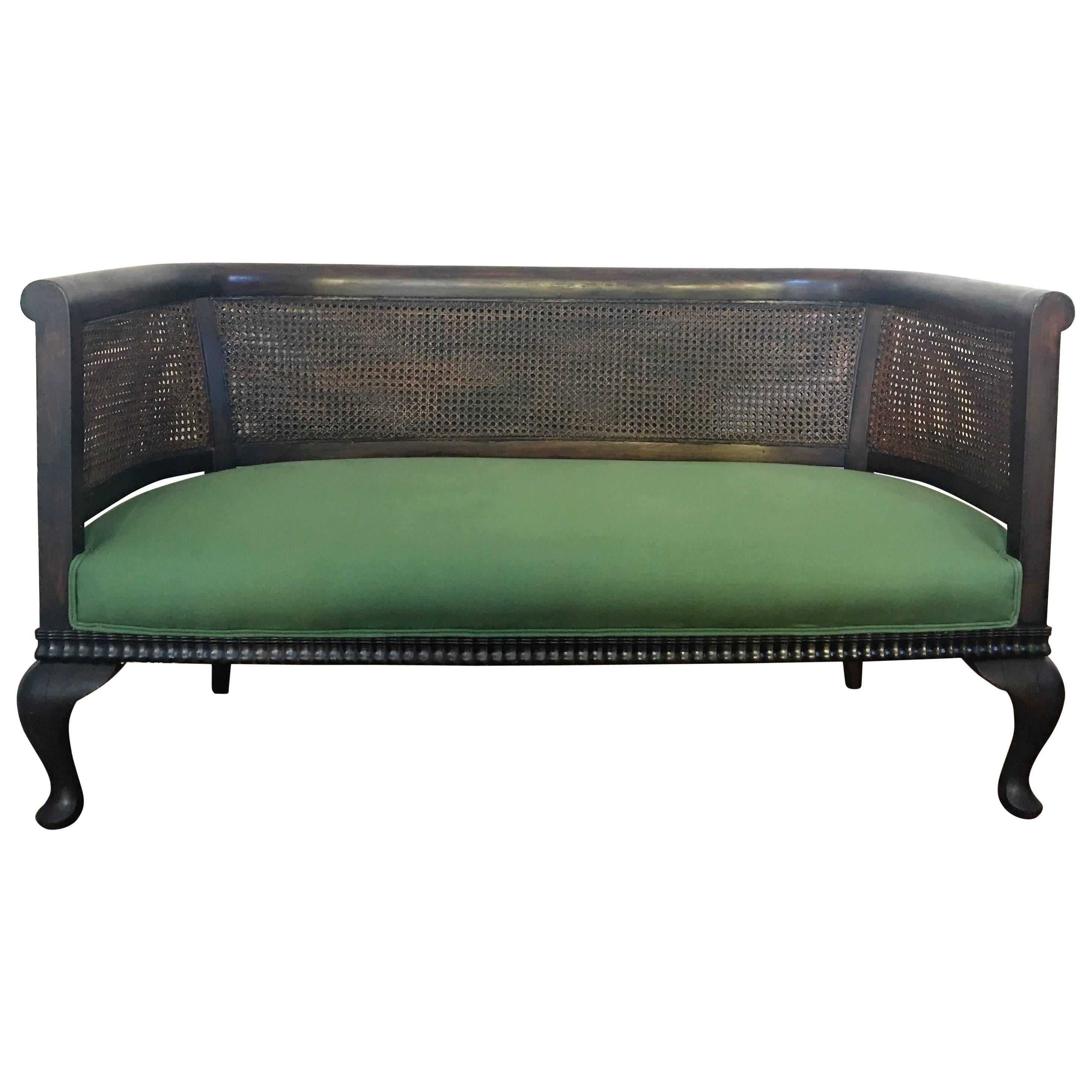 Early 20th Regency Framed Bergere Caned Sofa