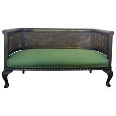 Antique Early 20th Regency Framed Bergere Caned Sofa