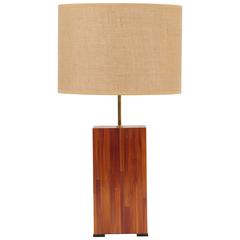 French Mid-Century Straw Marquetry Square Lamp 11