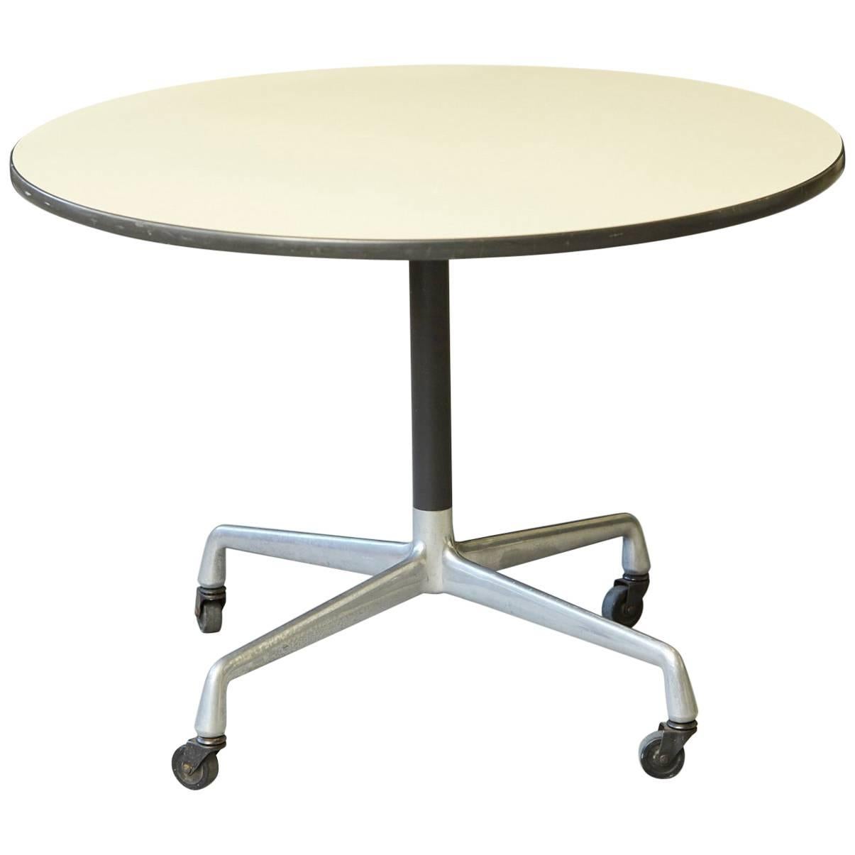 Eames Aluminum Group Round Side Table on Casters for Herman Miller