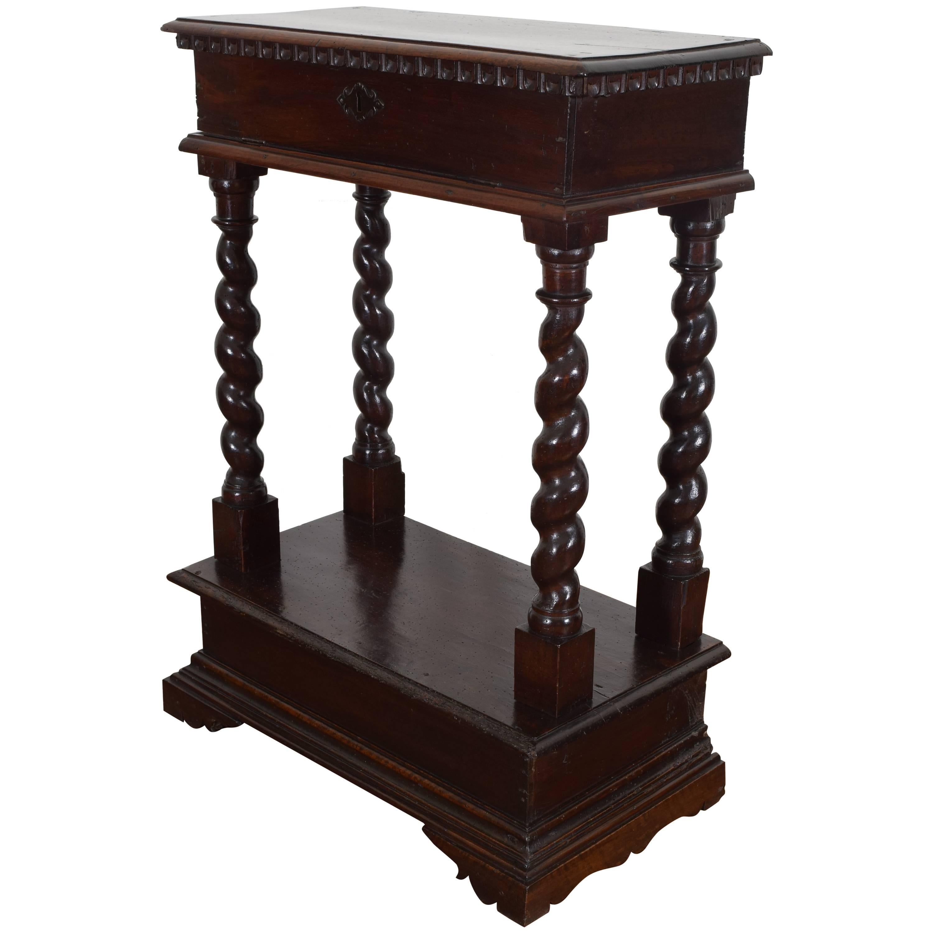 Italian Baroque Style Walnut Tall Console, 19th Century