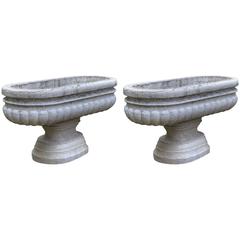 Large Pair of Antique Carved "Istria" Stone Vases 12
