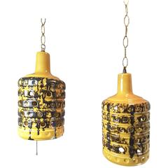 Pair of Mid-Century 1960's Ceramic Swag Pendant Lights 2