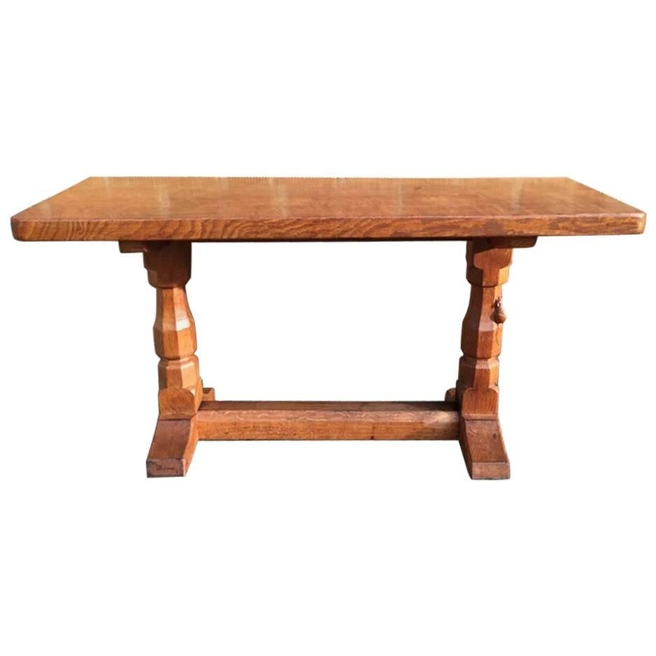 Mouseman An Arts & Crafts Oak Coffee Table with the Signiture Mouse Running Up