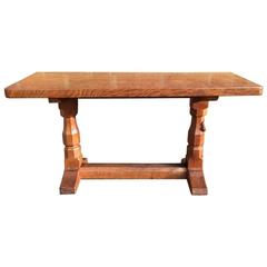 Mouseman An Arts & Crafts Oak Coffee Table with the Signiture Mouse Running Up 