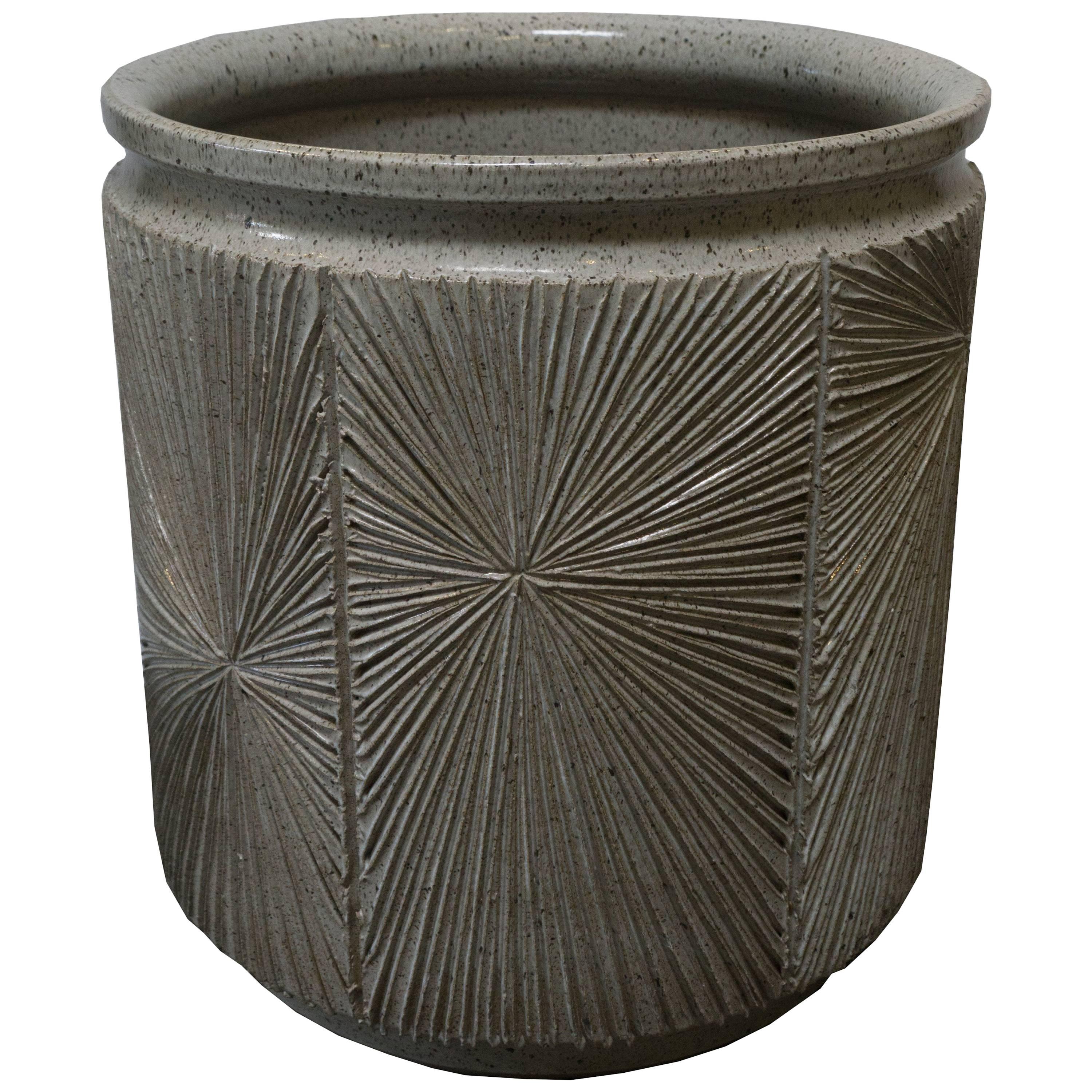 "Sunburst" White Speckled Glaze Planter by David Cressey for Earth Gender