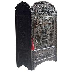 Antique Hall Cupboard Bathroom Cabinet Heavily Carved, 19th Century