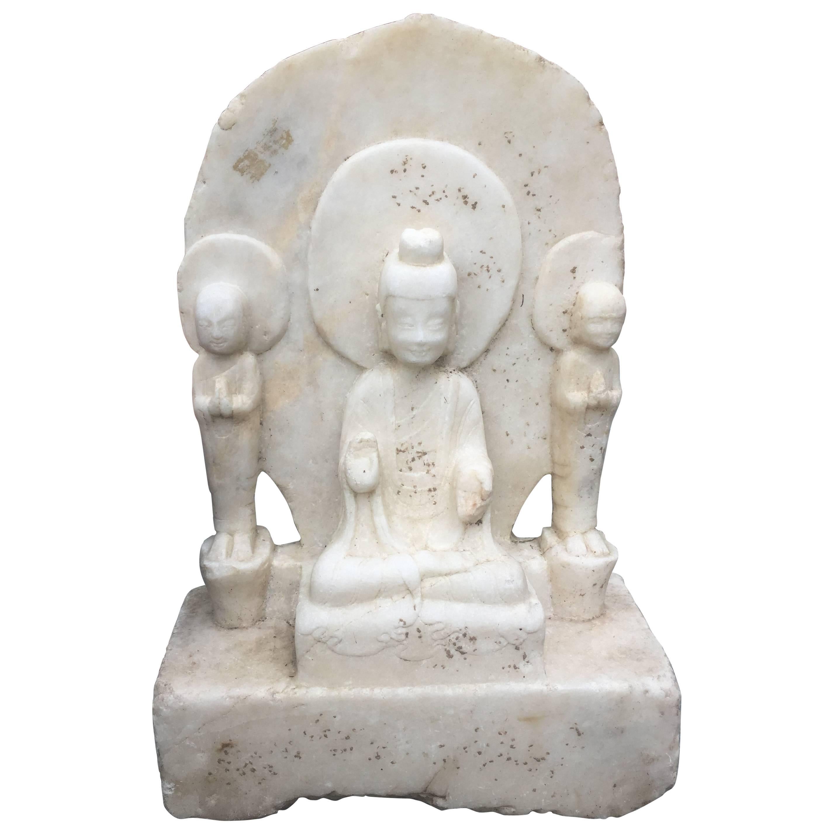 Serene Lovely Faced Guanyin from Chinese Antique Marble Garden Collection