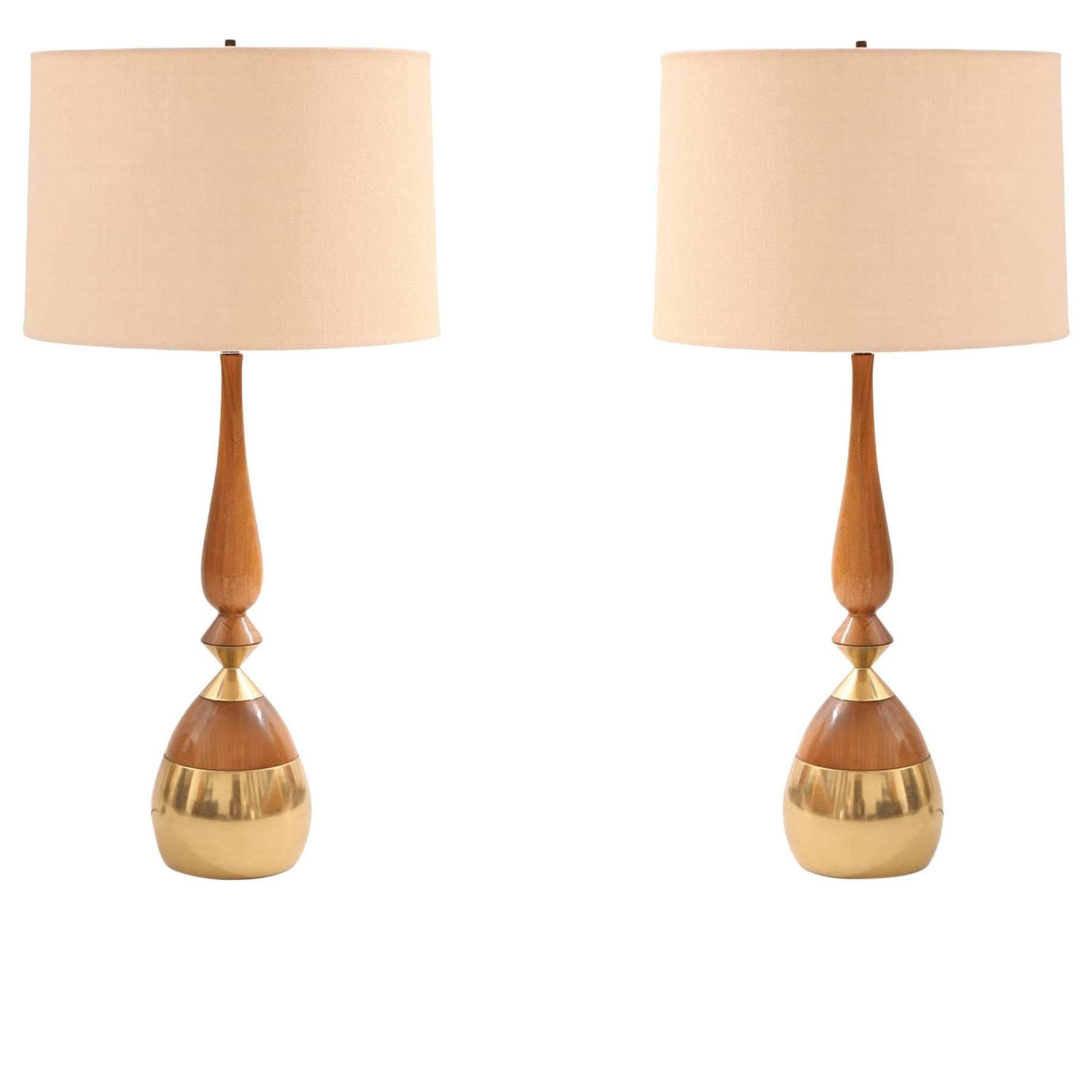 Tony Paul for Westwood Brass and Walnut Lamps