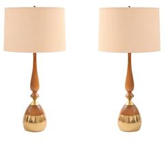 Tony Paul for Westwood Brass and Walnut Lamps