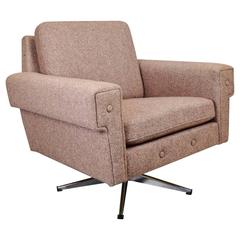 Danish Mid-Century Retro Vintage Wool Swivel Lounge Armchair, 1960s