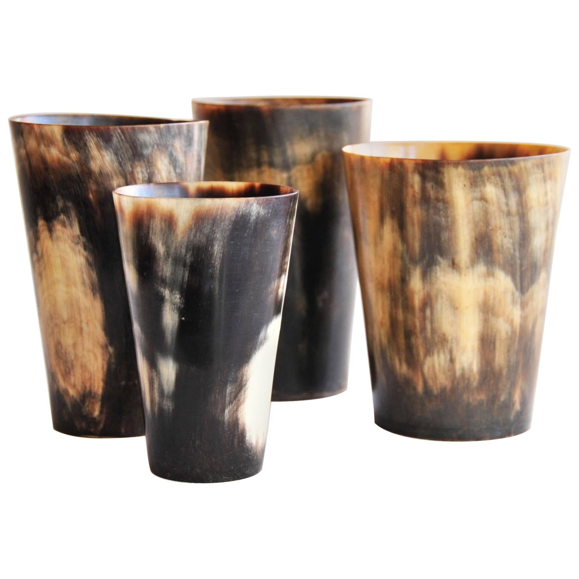 Set of Four 19th Century Horn Beakers For Sale