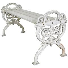 Small Early 20th Century Swedish Rococo Style Garden Bench in Cast Iron