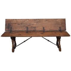 Late 17-Early 18th Century Italian Folding Walnut Bench with Iron Stretcher 3
