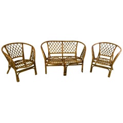 Vintage Wicker Set, Italy, 1950s