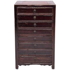 Antique Eight-Drawer Chinese Document Chest, late 19th century