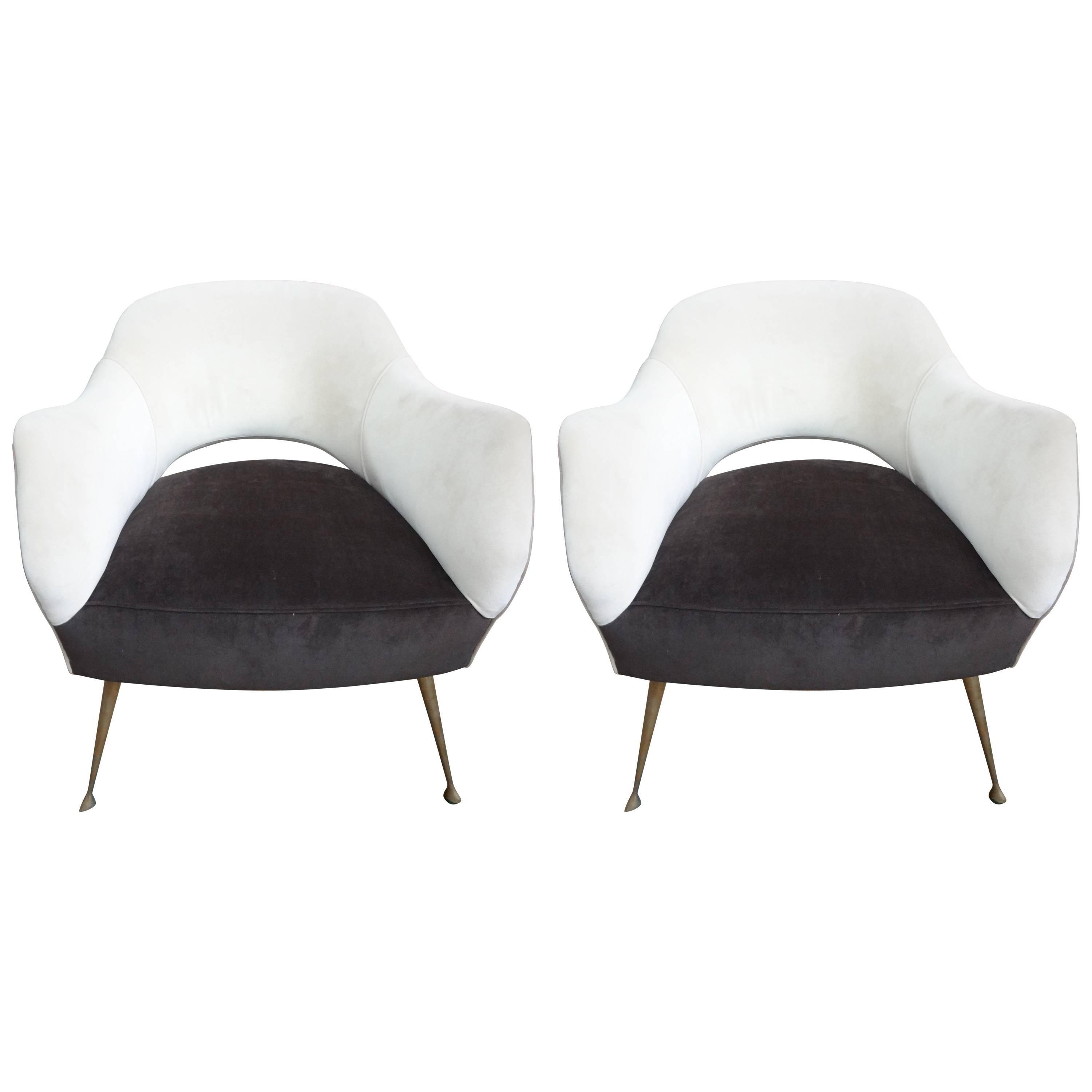Pair of Italian Modern Lounge Chairs by ISA Bergamo