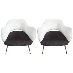 Pair of Italian Modern Lounge Chairs by ISA Bergamo