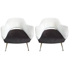 Pair of Italian Modern Lounge Chairs by ISA Bergamo 1