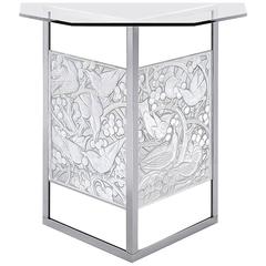 Lalique Side or Accent Crystal Table with the Merles and Raisins Panels