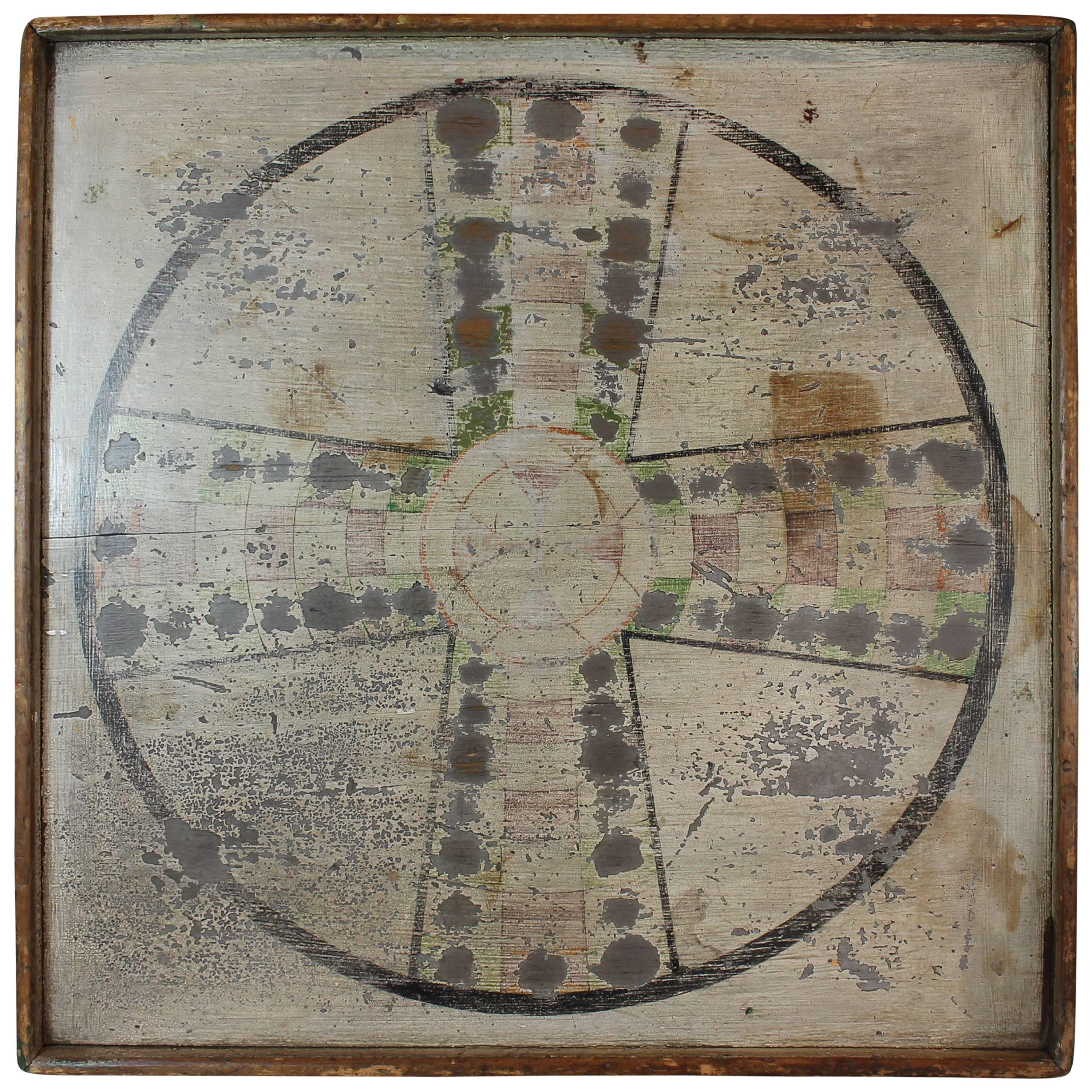 19th Century Folk Art Heavily Worn Double Sided Game Board For Sale