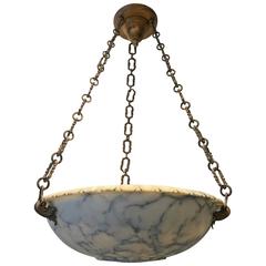 Carved Alabaster Bowl Chandelier